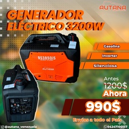 Generador eléctrico inverter marca AUTANA 3200 w